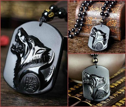 NIGHTWOLF Volcanic Obsidian Necklace - The Dragon Shop - Geek Culture