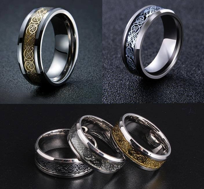 Nordic Dragon - Viking Steel Ring The Dragon Shop