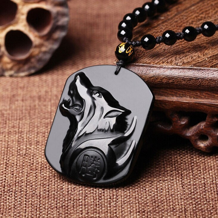 NIGHTWOLF Volcanic Obsidian Necklace The Dragon Shop