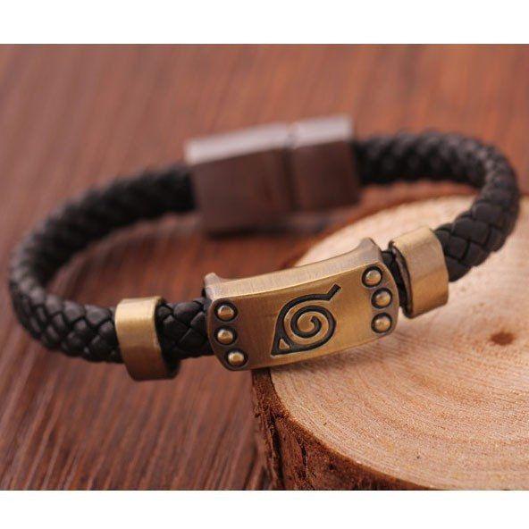 Anime Naruto Konoha Logo Leather Bracelet & Ring Cosplay Wristband Jewelry  | eBay