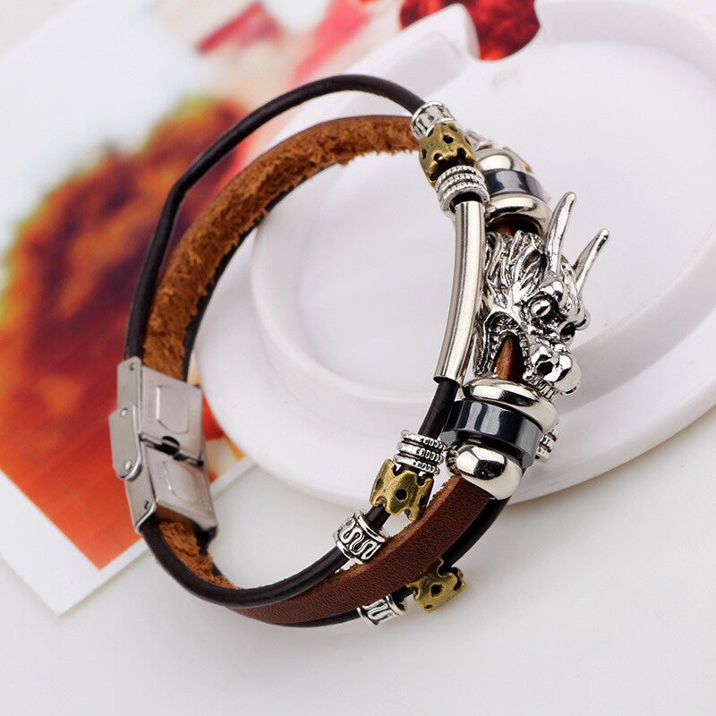 Tibetan Dragon Leather Bracelet The Dragon Shop