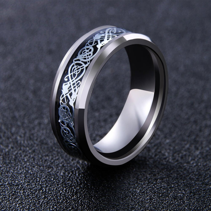 Nordic Dragon - Viking Steel Ring The Dragon Shop