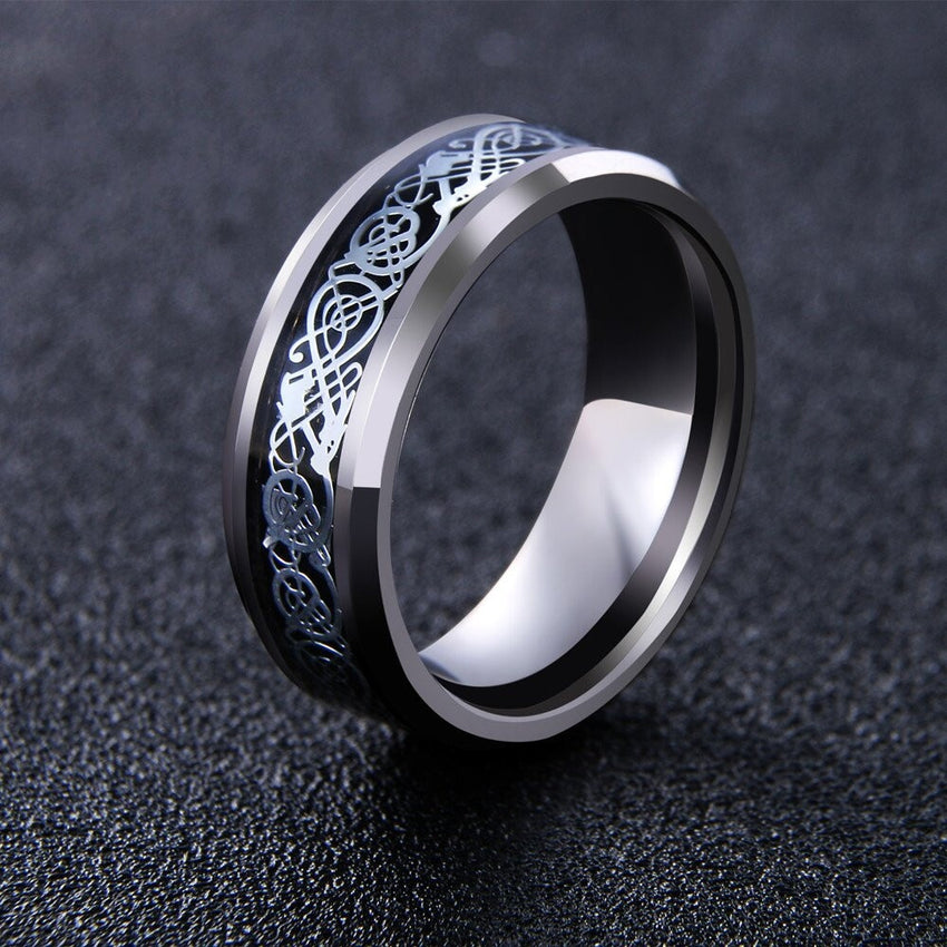 Nordic Dragon - Viking Steel Ring - The Dragon Shop