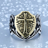 Crusader Shield Steel Ring - The Dragon Shop - Geek Culture