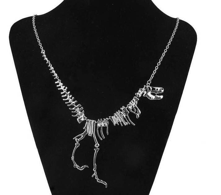 Skeleton T-Rex Silver Necklace - The Dragon Shop - Geek Culture