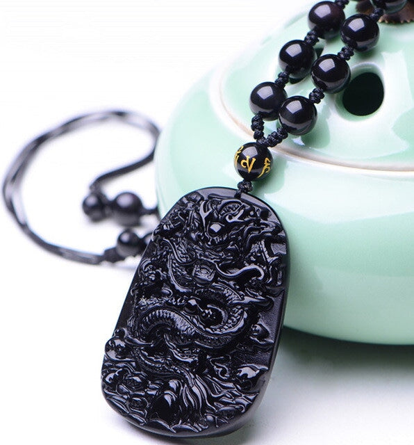 Dragon King Black Obsidian Amulet The Dragon Shop