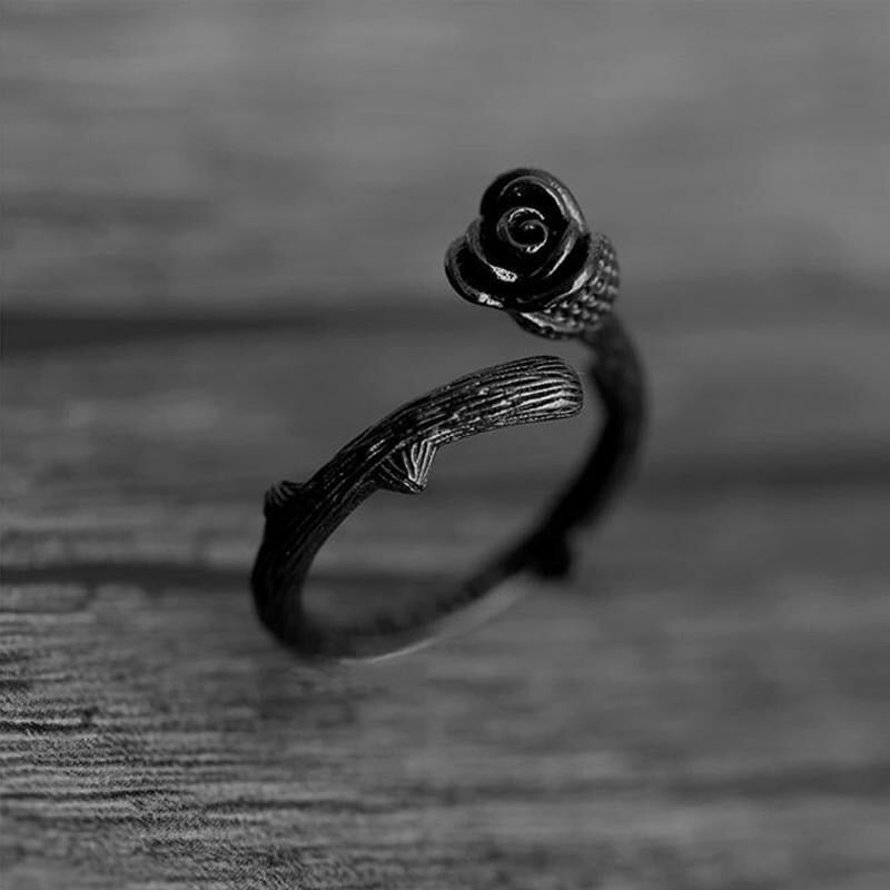 Black Rose Steel Ring - The Dragon Shop - Geek Culture