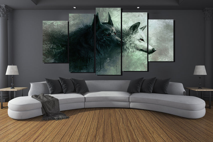 Yin & Yang Wolves 5 Piece Canvas - The Dragon Shop - Geek Culture