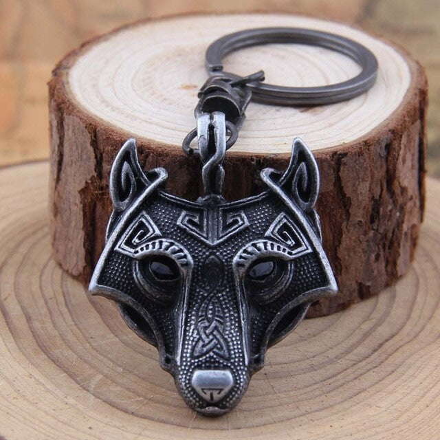 Nordic Wolf Steel Keychain The Dragon Shop