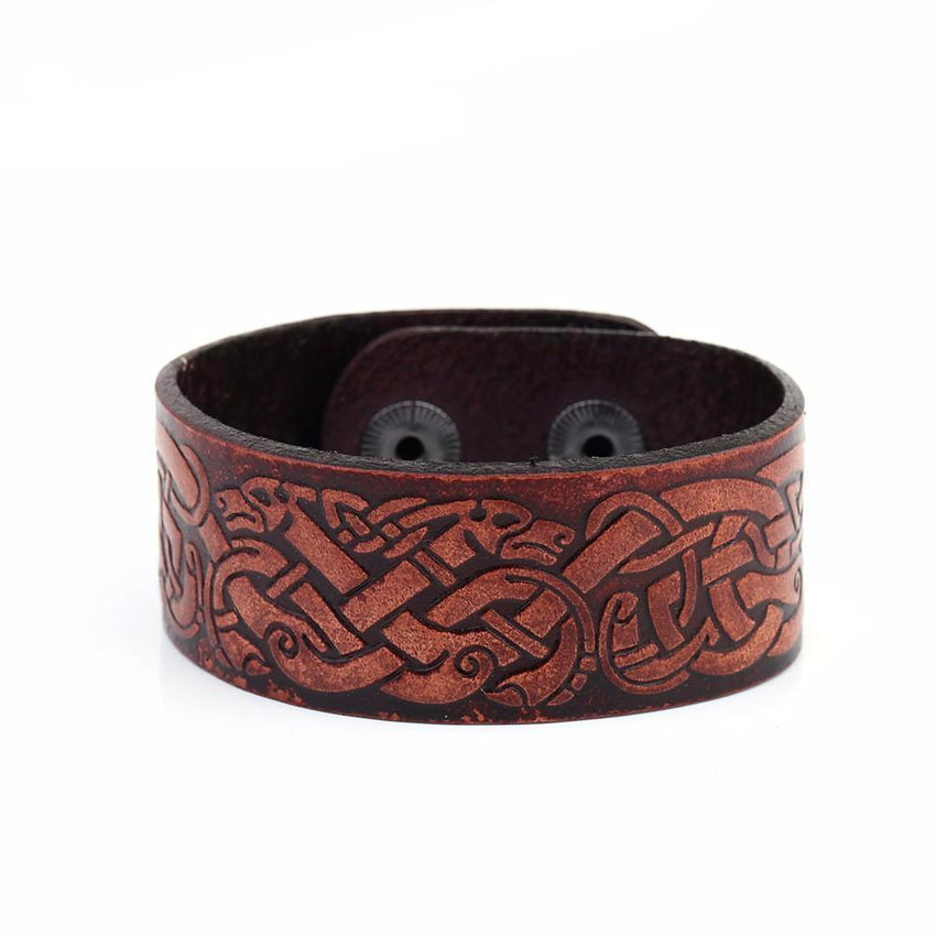 Nordic Dragon Leather Bracelet - The Dragon Shop - Geek Culture