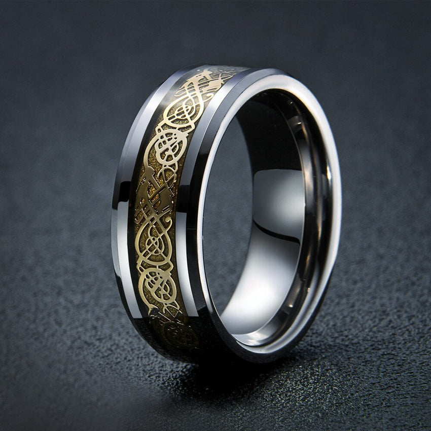 Nordic Dragon - Viking Steel Ring The Dragon Shop