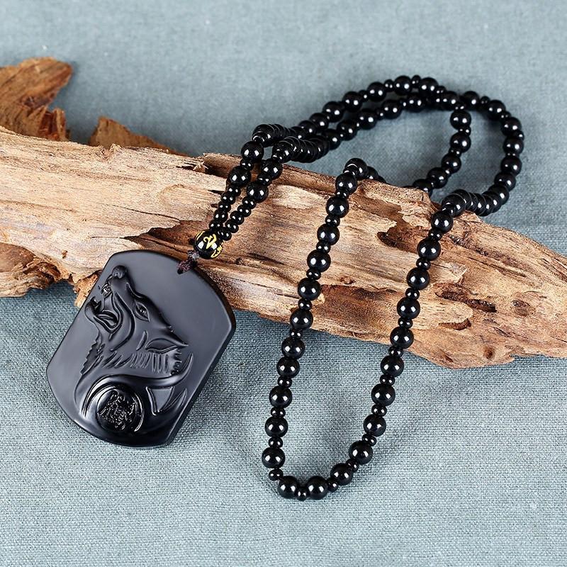 NIGHTWOLF Volcanic Obsidian Necklace - The Dragon Shop - Geek Culture
