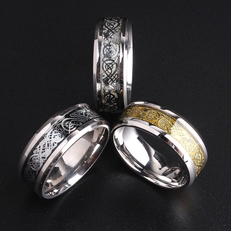 Nordic Dragon - Viking Steel Ring The Dragon Shop
